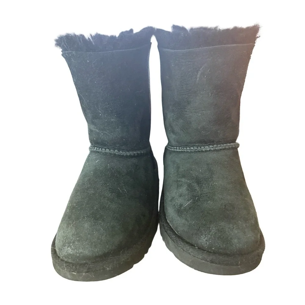 UGG Australia Bailey Bow Todler's Size 12 US Black Suede Shearling Boots 3280T